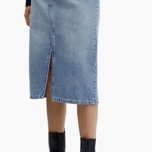 Mango Medium Blue Denim Midi Skirt
